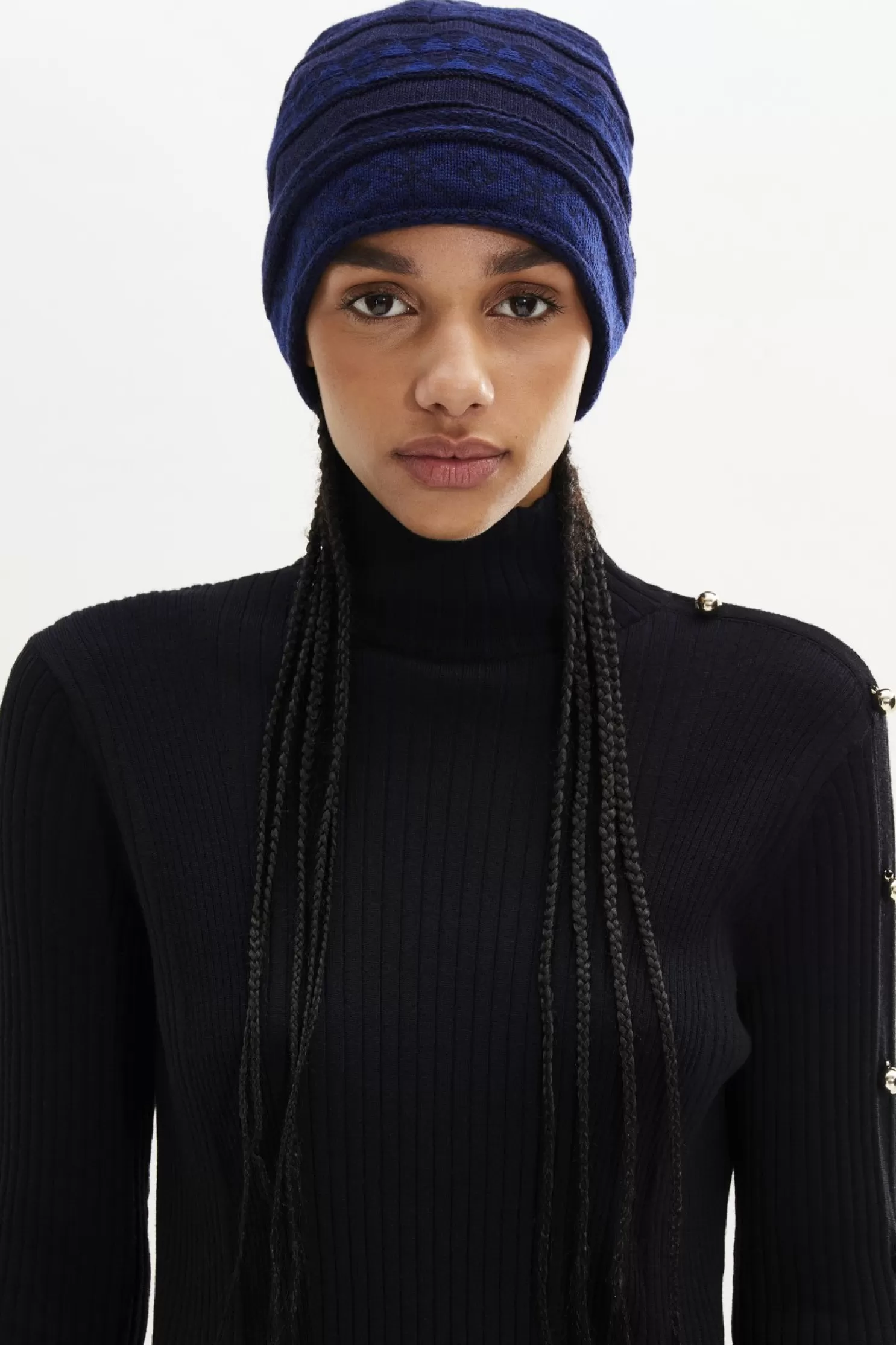 Store Sonia Rykiel Bonnet Maille Motif Fair Isle Bleu / Bleu