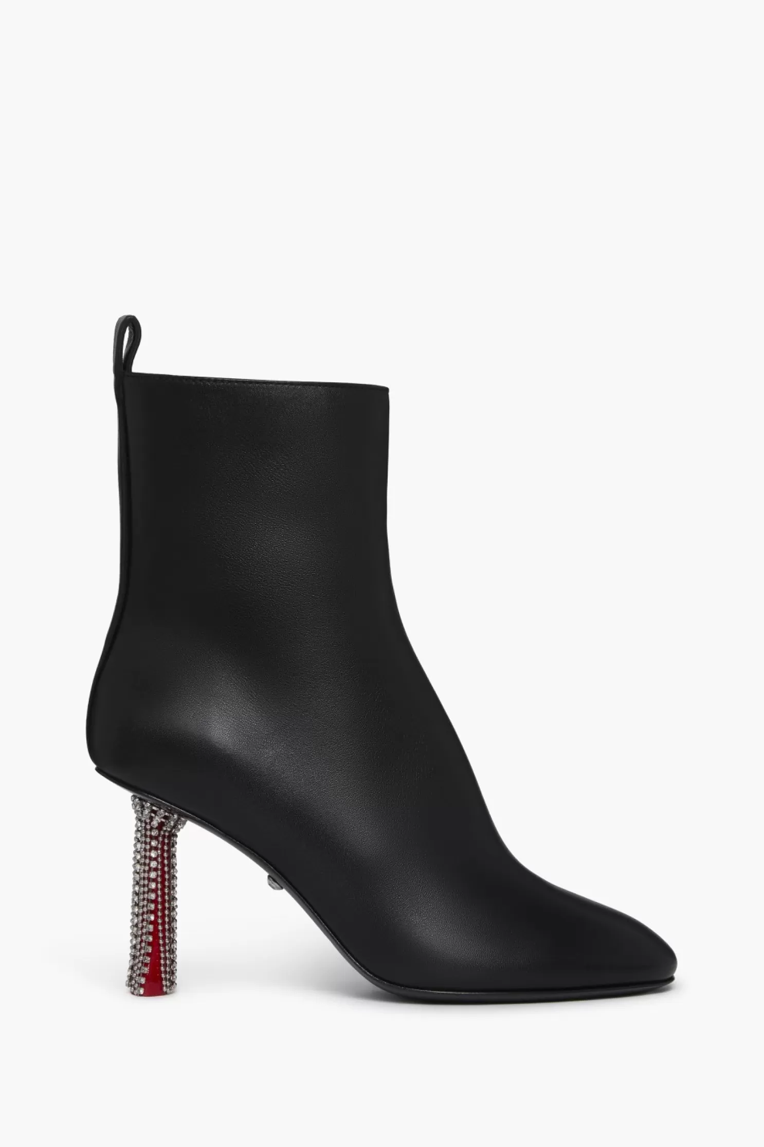 Shop Sonia Rykiel Bottines En Cuir Noir Avec Talons A Strass Noir / Noir