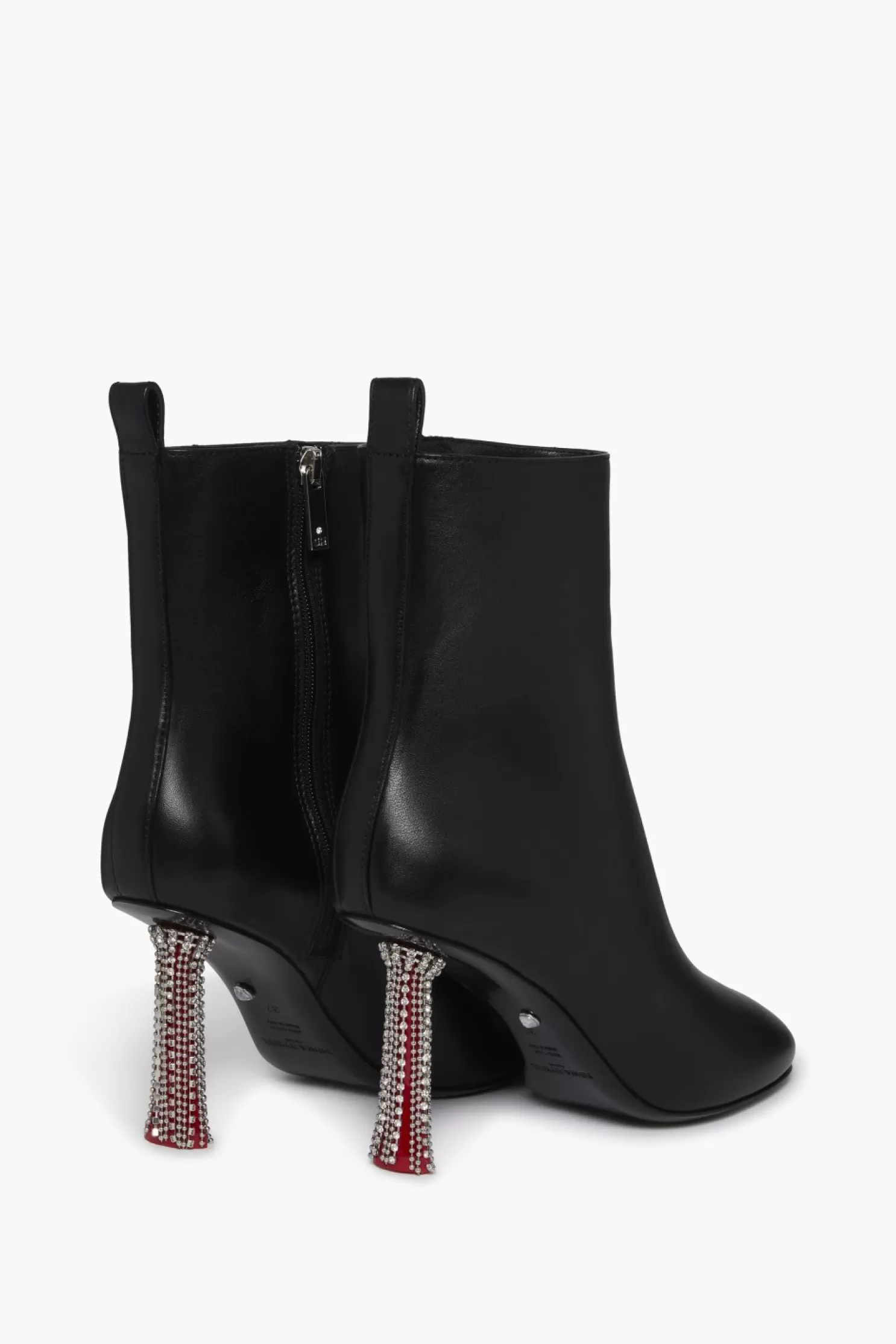 Shop Sonia Rykiel Bottines En Cuir Noir Avec Talons A Strass Noir / Noir