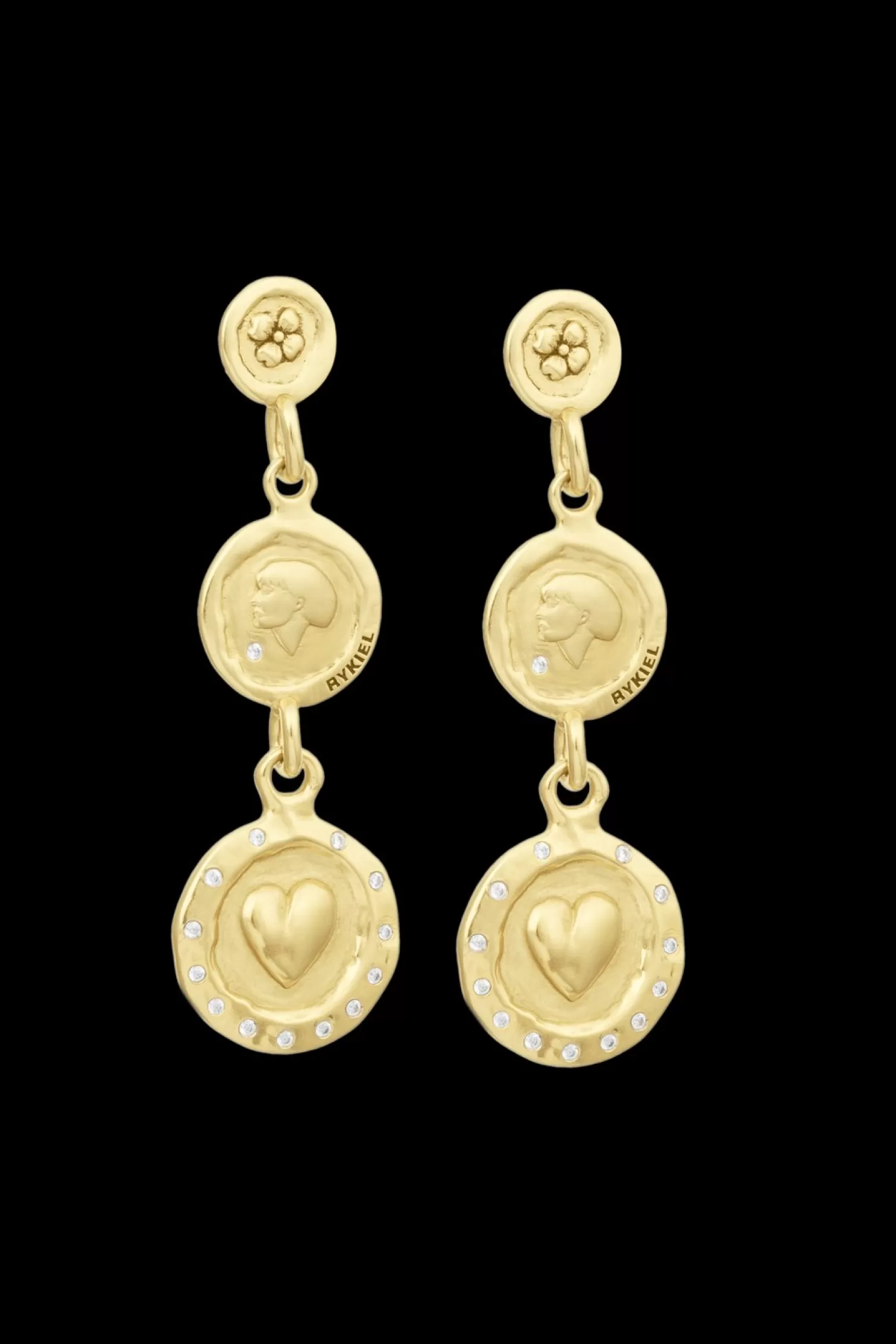 Cheap Sonia Rykiel Boucles D'Oreilles Golden Medals Triple Charms Gold / Jaune