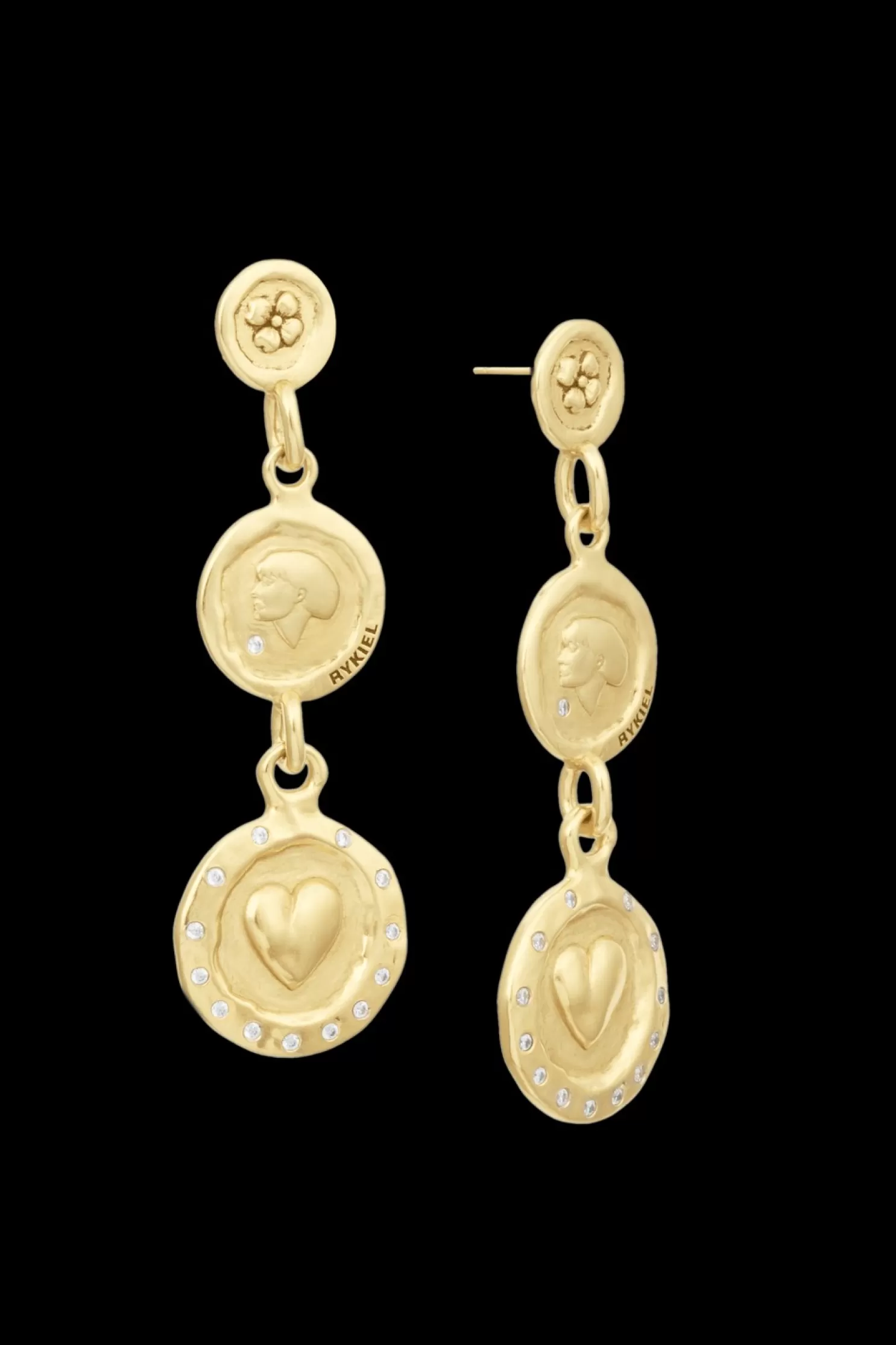 Cheap Sonia Rykiel Boucles D'Oreilles Golden Medals Triple Charms Gold / Jaune