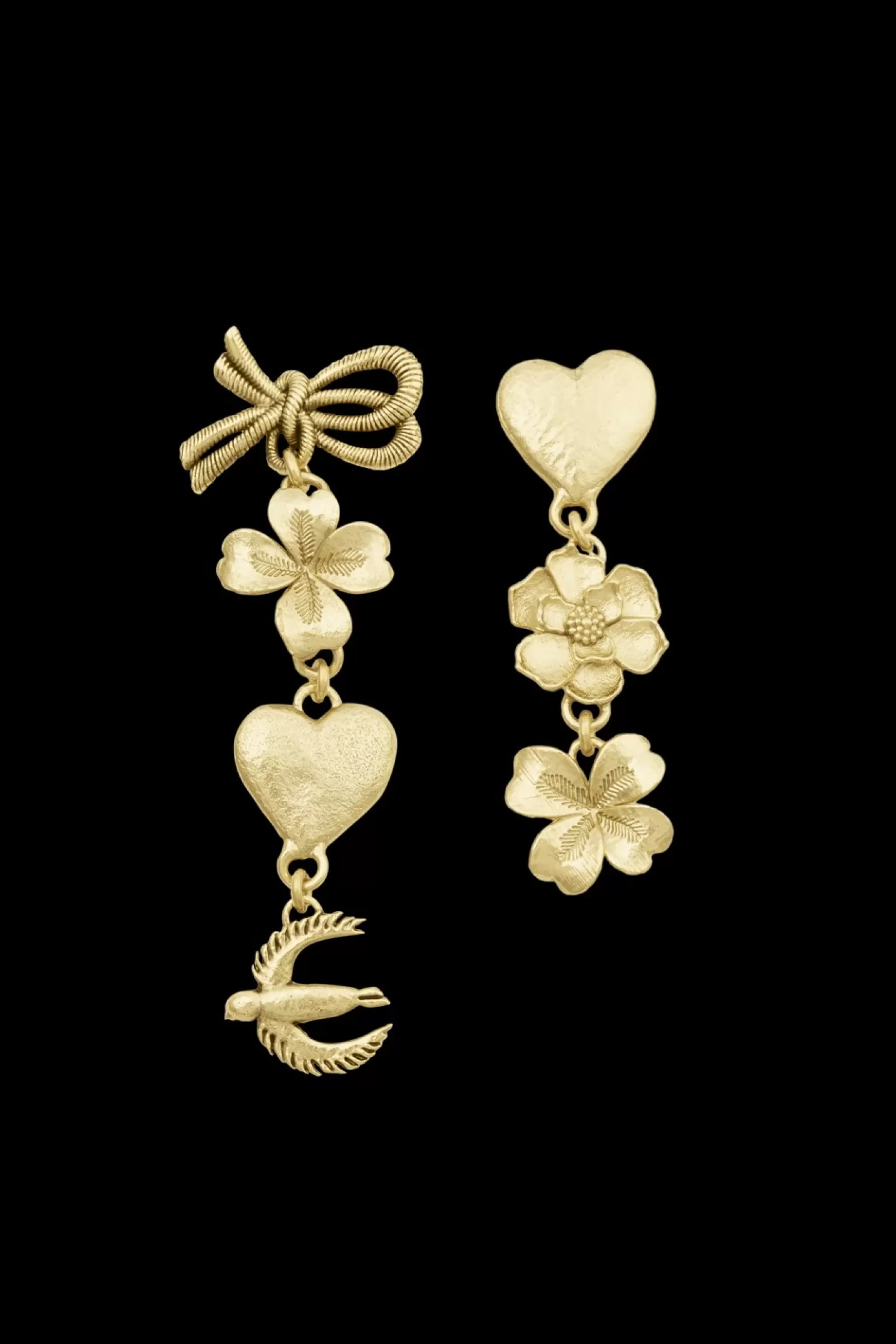 Fashion Sonia Rykiel Boucles D'Oreilles Poetic Garden Asymetric Talismans Gold / Jaune