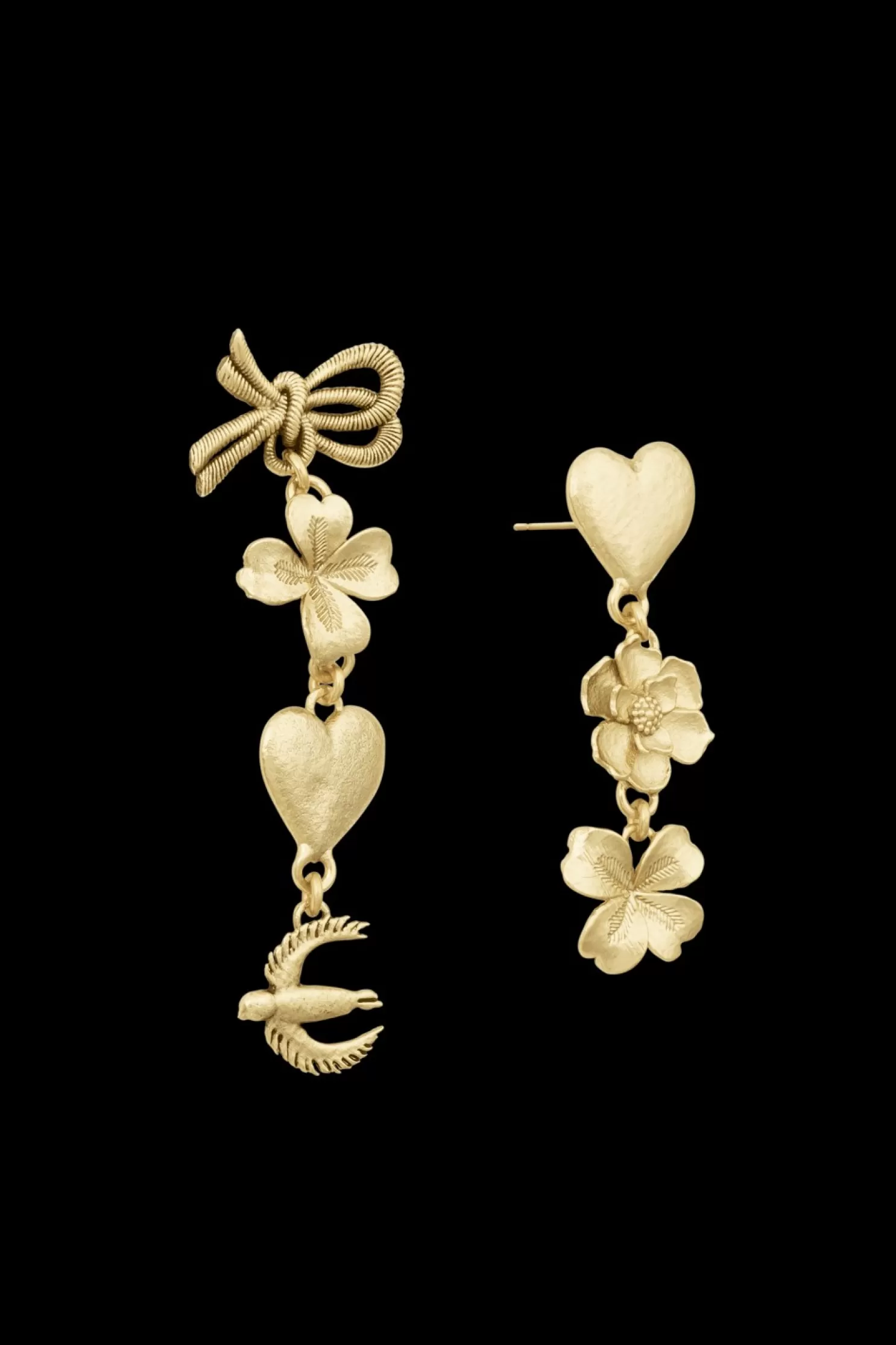 Fashion Sonia Rykiel Boucles D'Oreilles Poetic Garden Asymetric Talismans Gold / Jaune