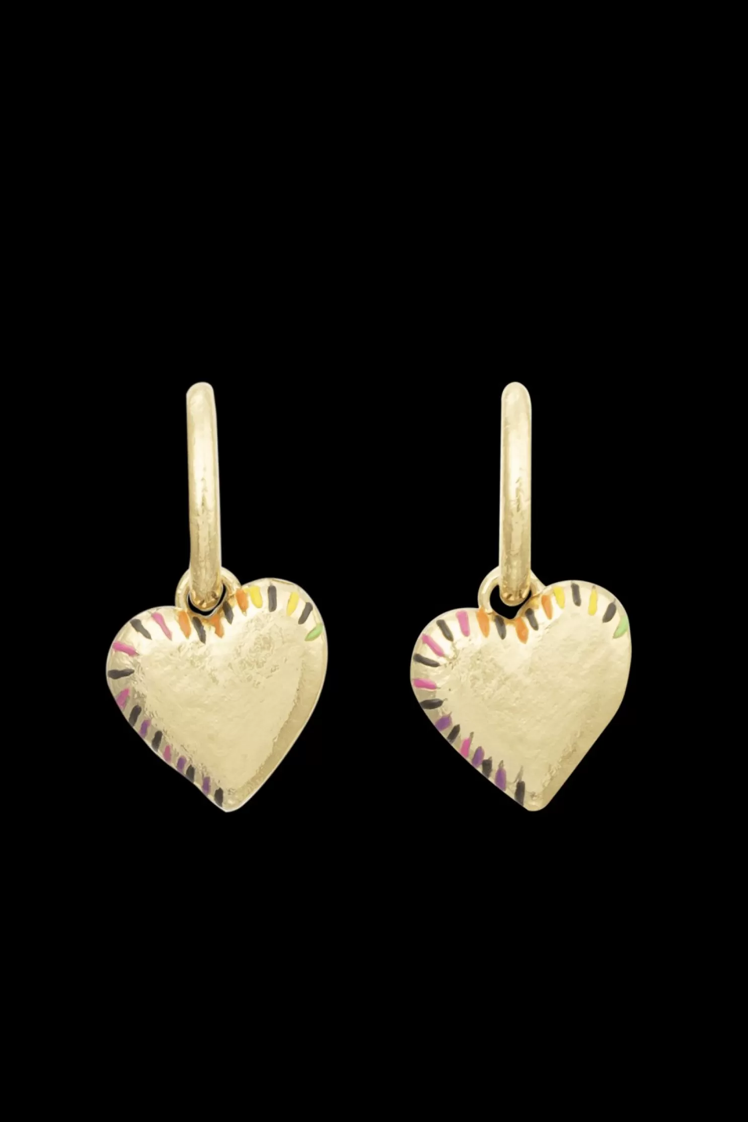 Shop Sonia Rykiel Boucles D'Oreilles Poetic Garden Striped Heart Gold / Jaune