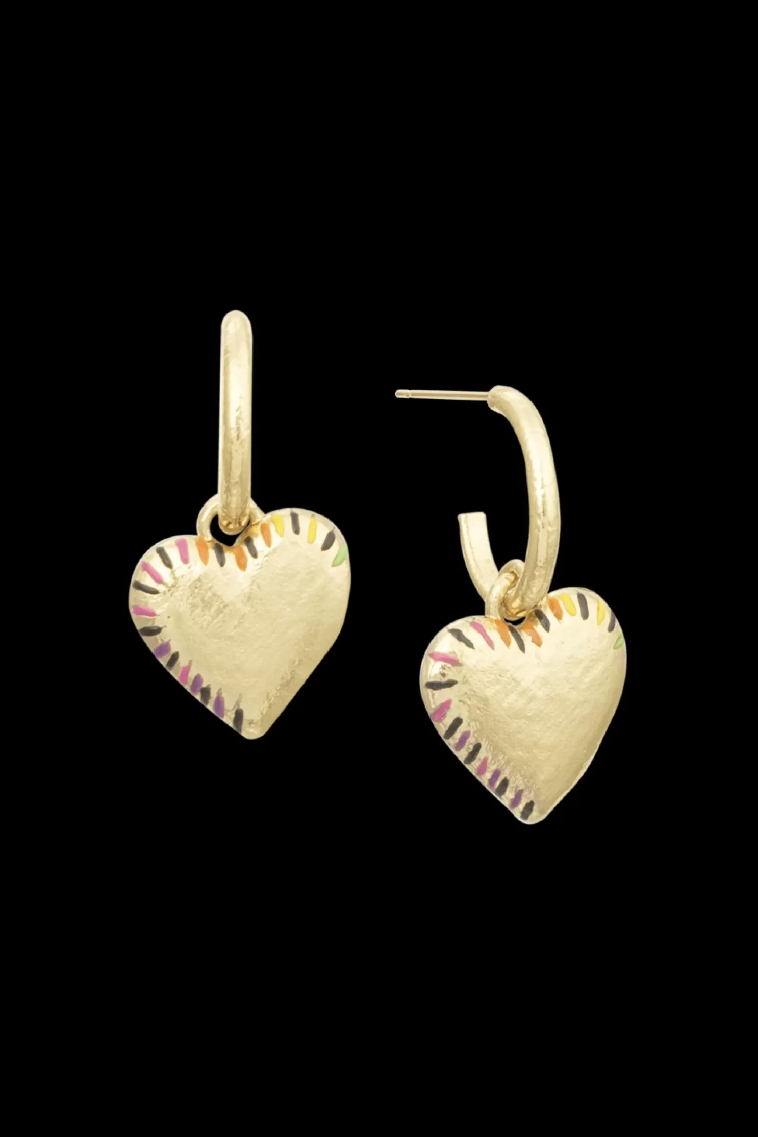 Shop Sonia Rykiel Boucles D'Oreilles Poetic Garden Striped Heart Gold / Jaune