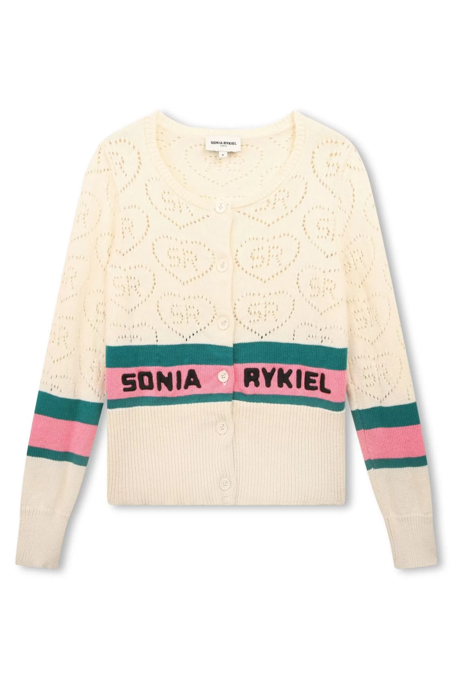 Best Sale Sonia Rykiel Cardigan Motifs Ajoures Ivoire / Blanc