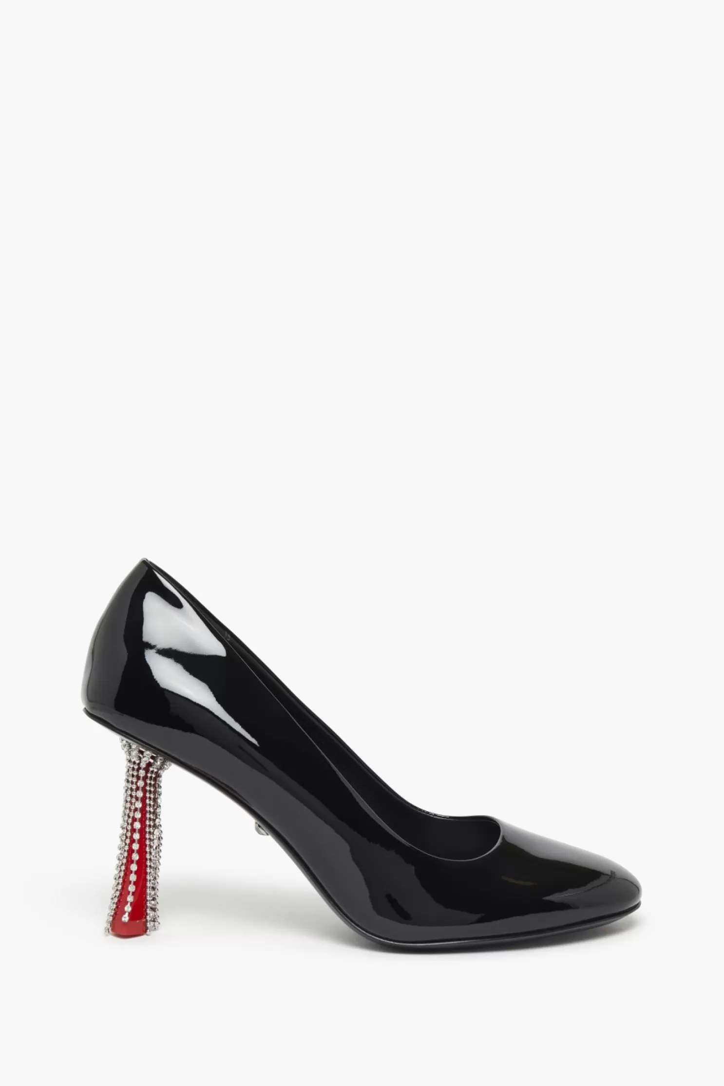 New Sonia Rykiel Escarpins En Cuir Verni Noir Avec Talons A Strass Noir / Noir