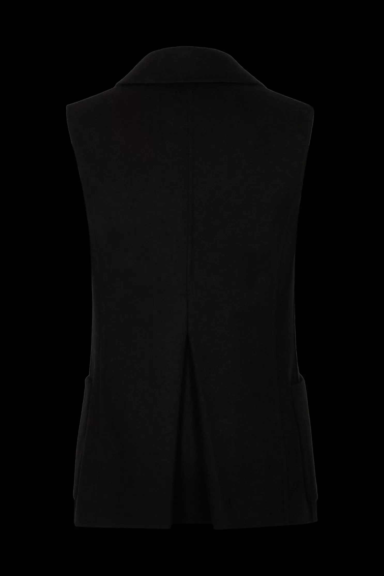 Online Sonia Rykiel Gilet Long Sans Manches Double Boutonnage En Laine Double Face Noir / Noir