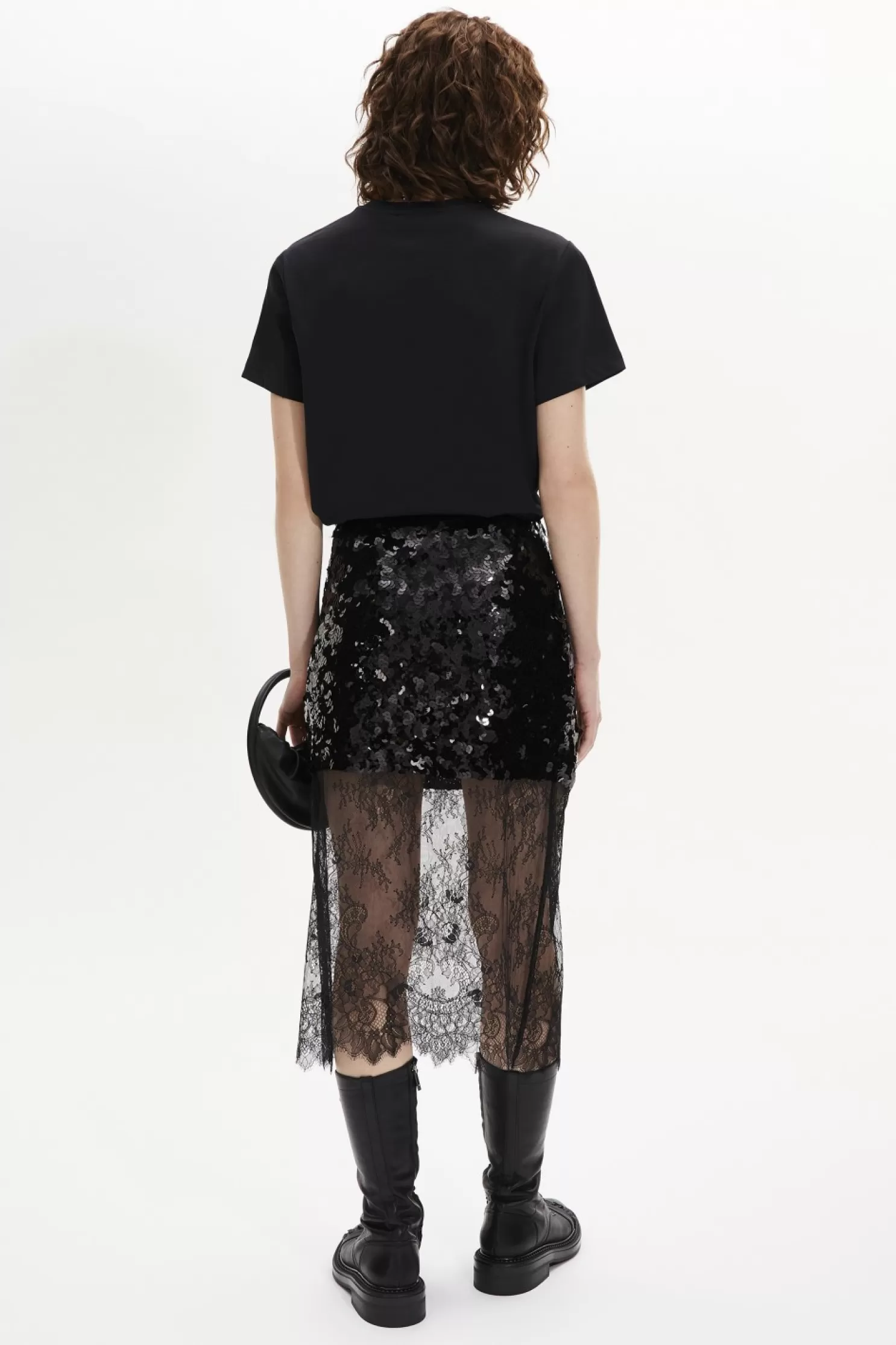 Outlet Sonia Rykiel Jupe Midi A Sequins Noir / Noir