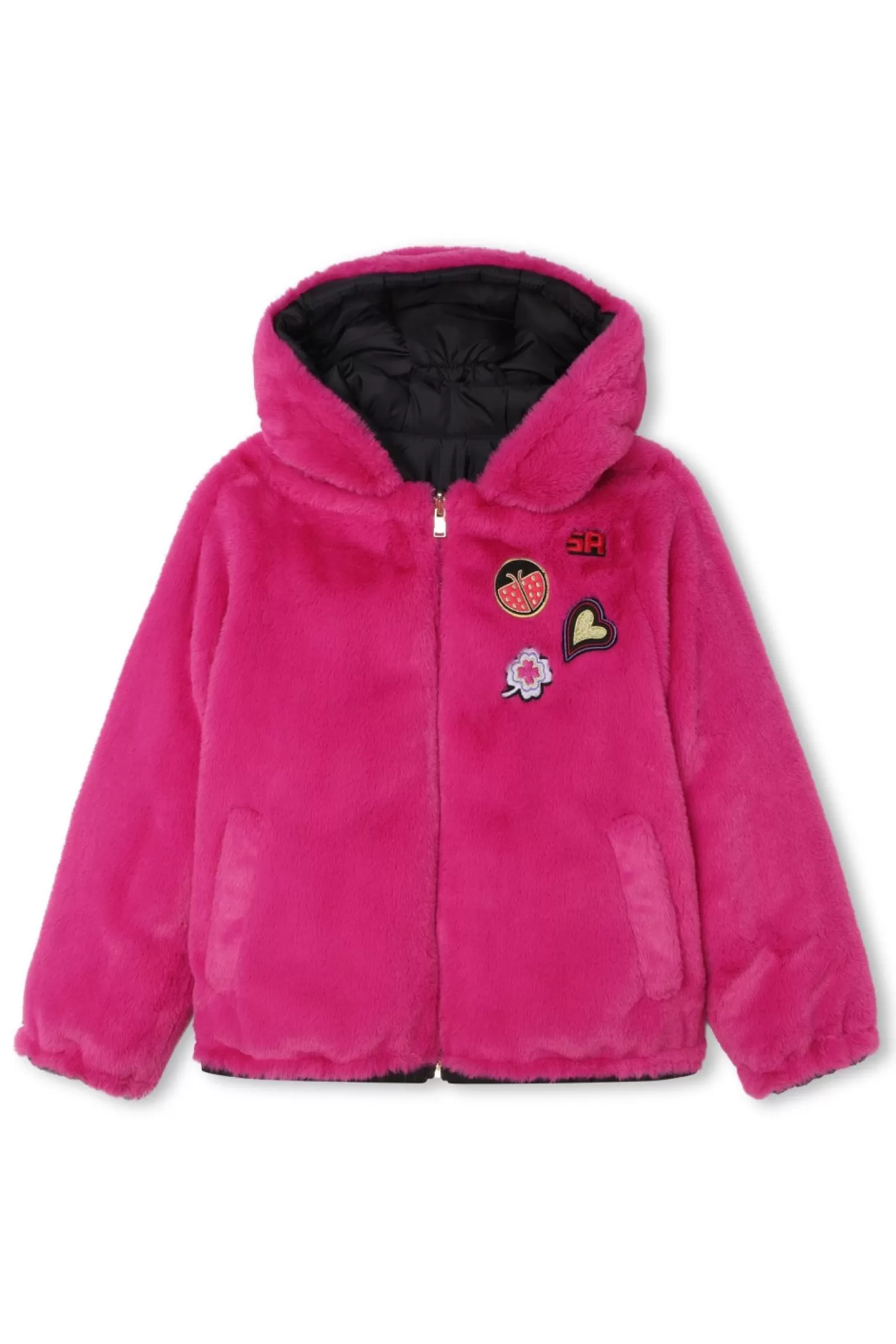 Best Sale Sonia Rykiel Manteau Reversible A Capuche Fuchsia / Violet