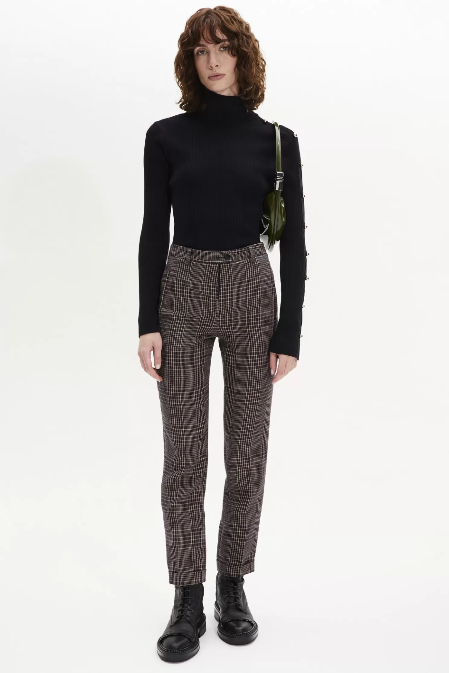 Shop Sonia Rykiel Pantalon Coupe Cigarette A Carreaux Prince De Galles Carreaux Navy/Brown / Multi