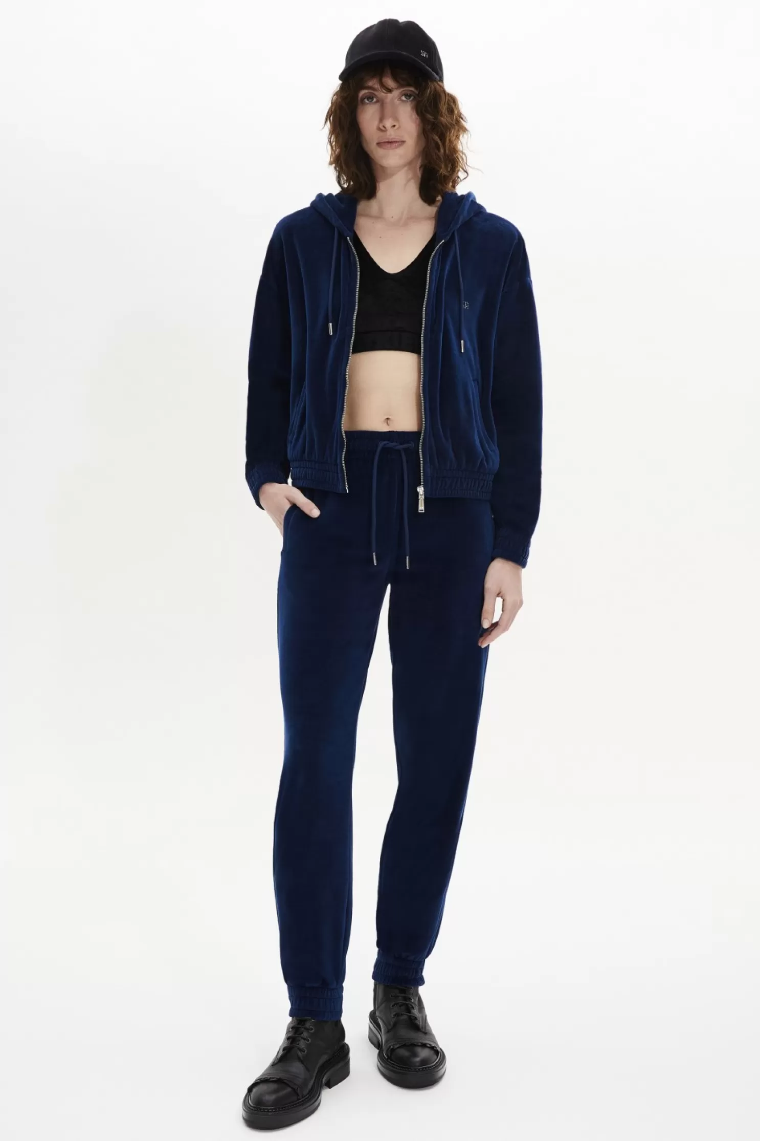 Best Sale Sonia Rykiel Pantalon De Jogging En Velours Bleu Canard / Bleu