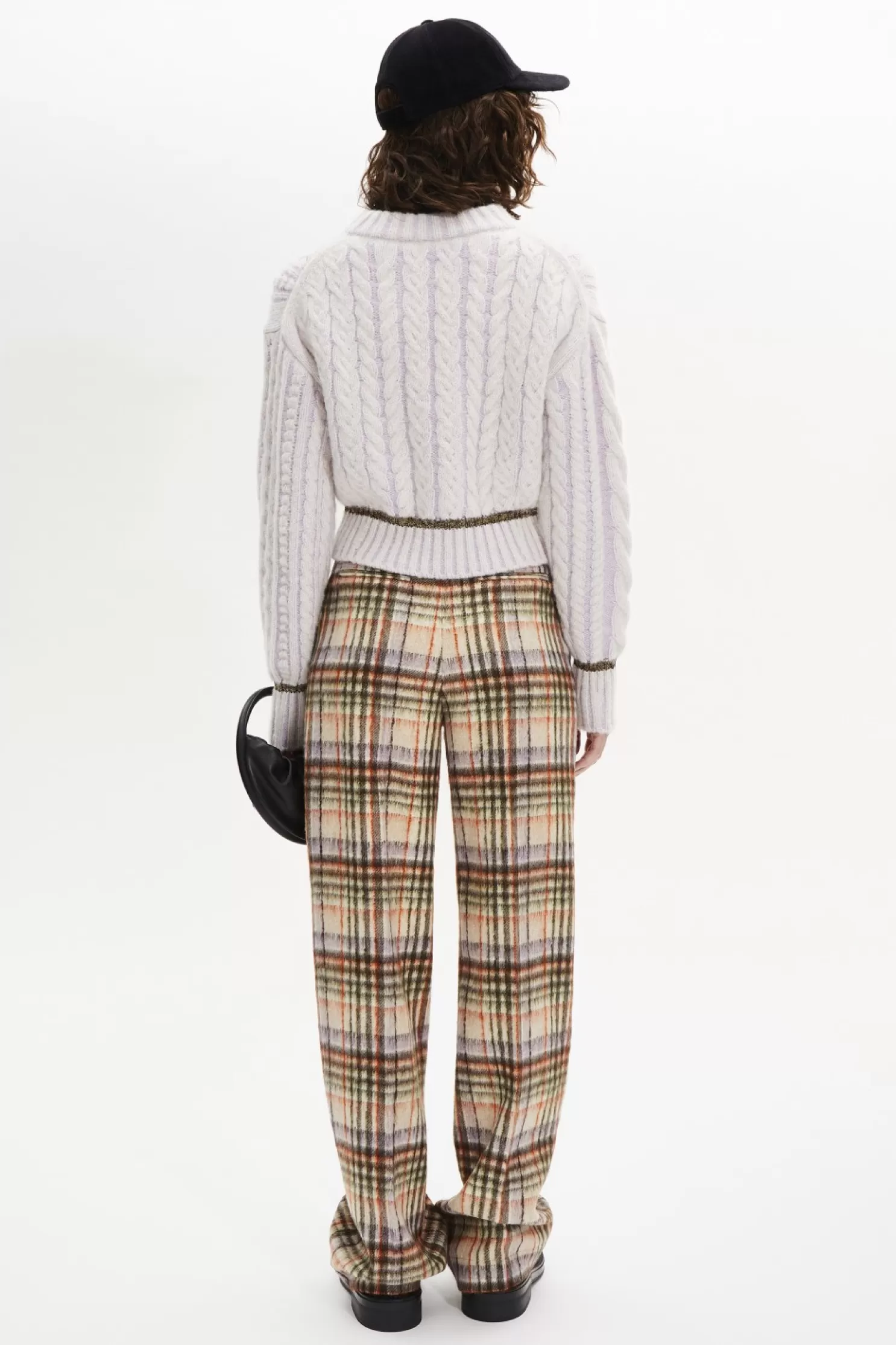 Outlet Sonia Rykiel Pantalon Motif Tartan En Laine Brosse Carreaux Ecru/Lilas / Multi