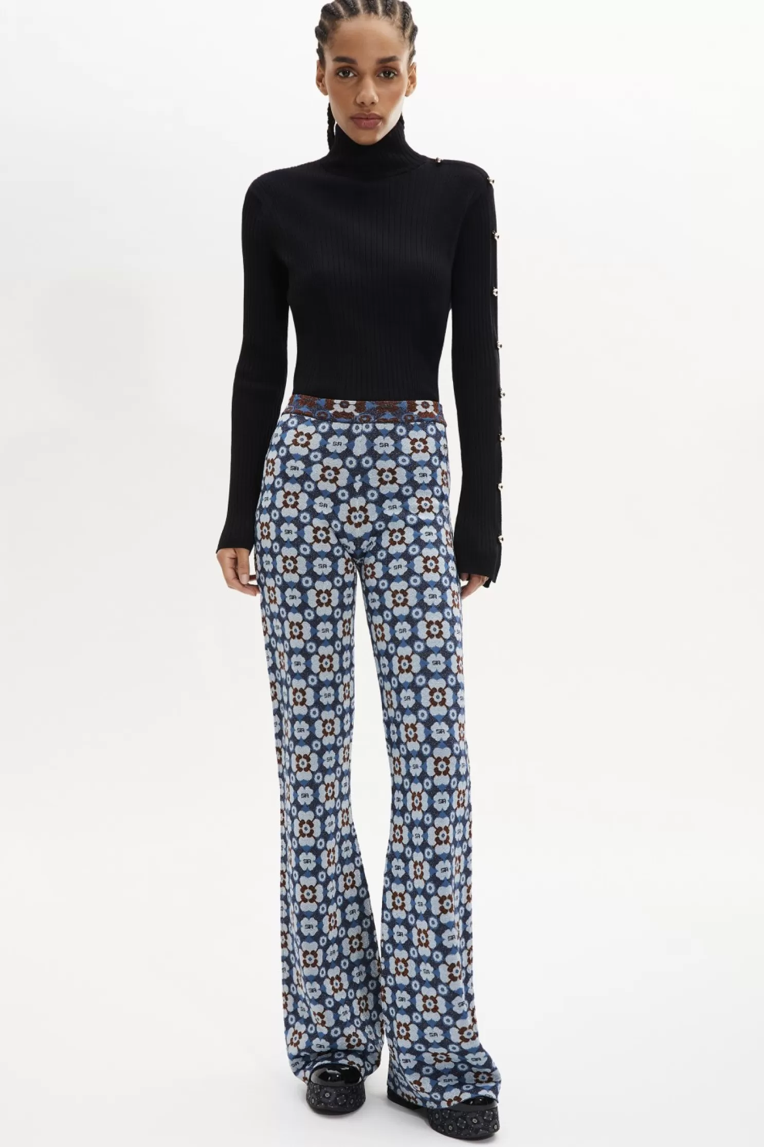 Cheap Sonia Rykiel Pantalon Taille Haute, Coupe Flare Bleu / Bleu