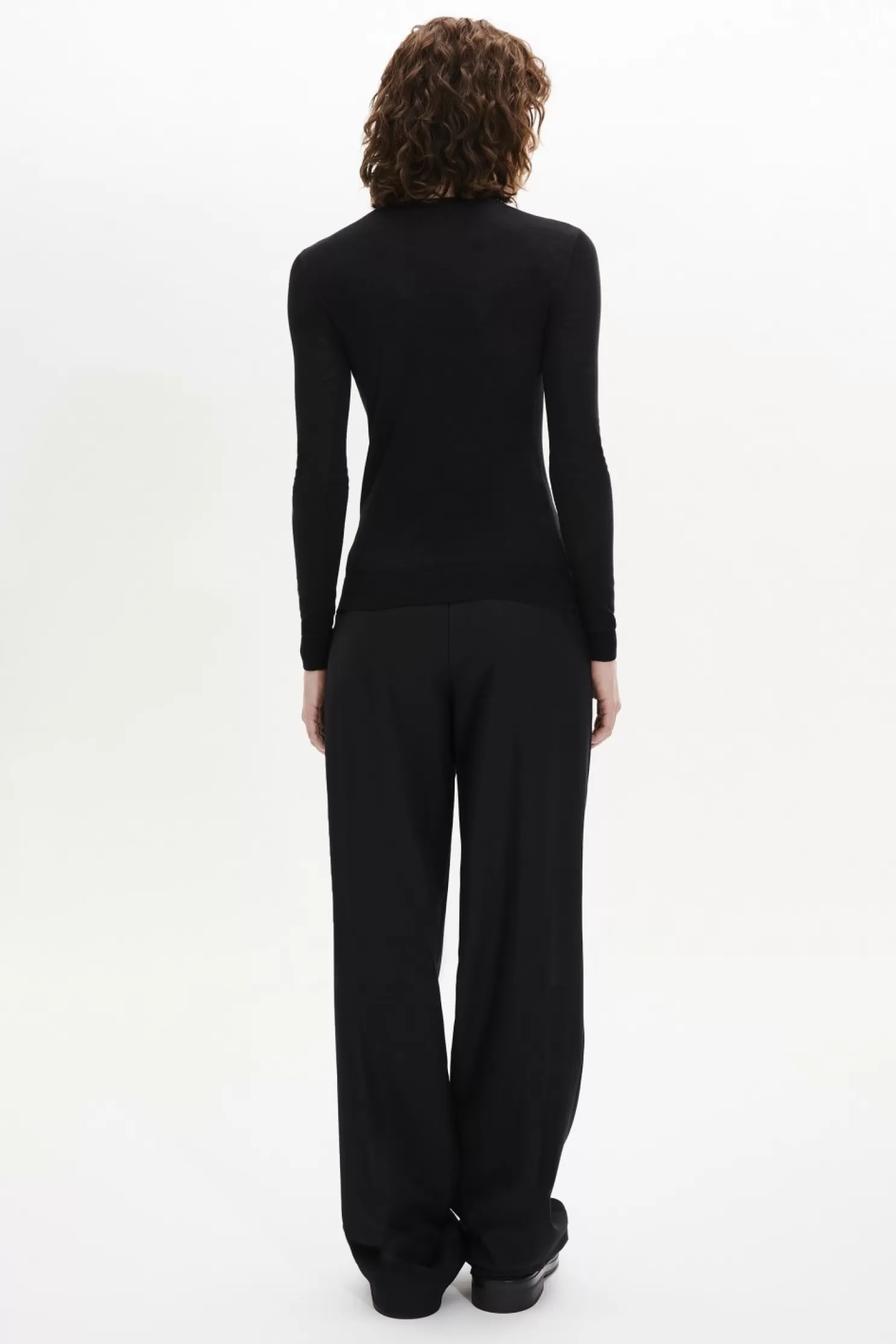 Hot Sonia Rykiel Pull Col Rond Seconde Peau A Manches Longues Noir / Noir