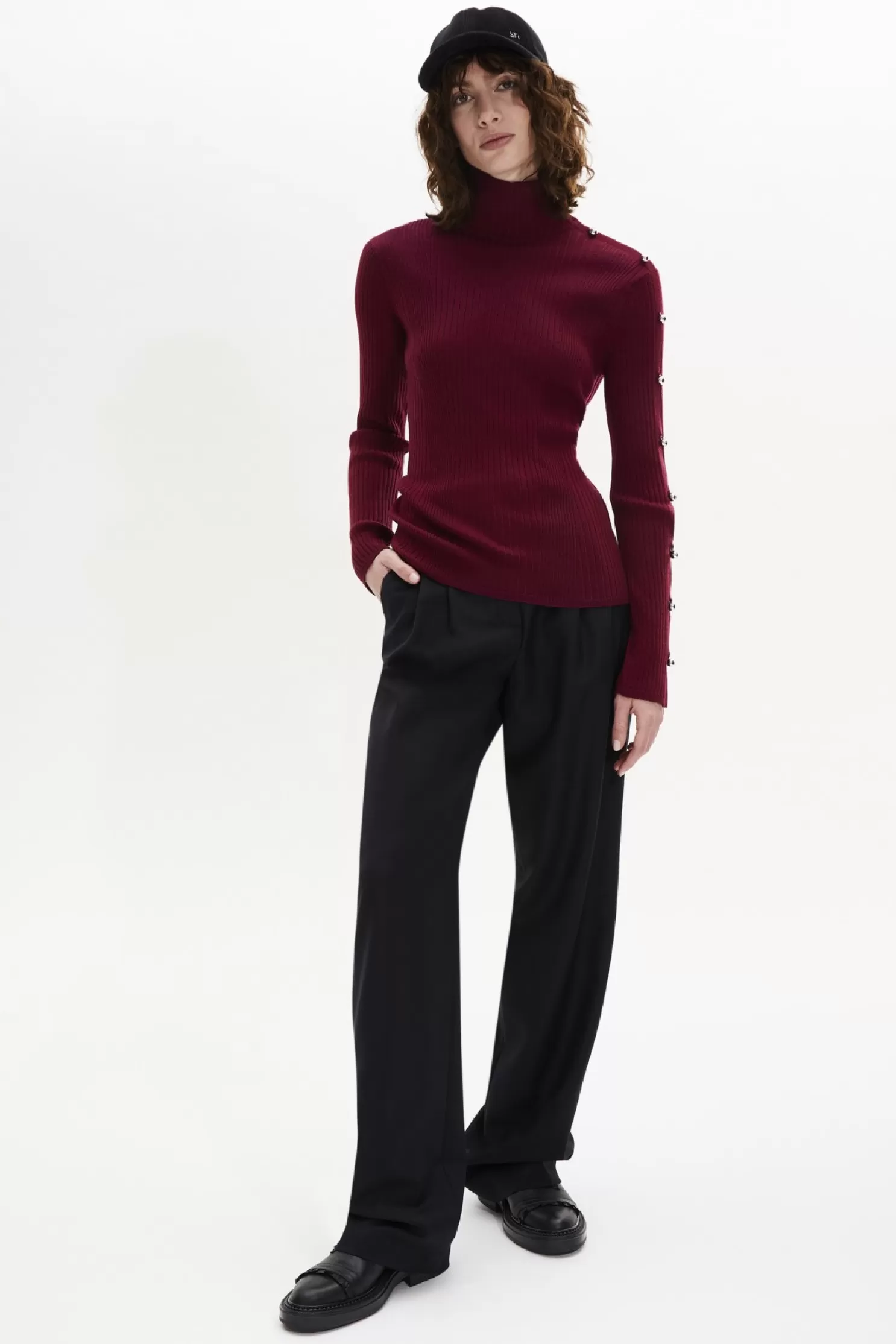 Discount Sonia Rykiel Pull Col Roule A Manches Longues Bordeaux / Rouge