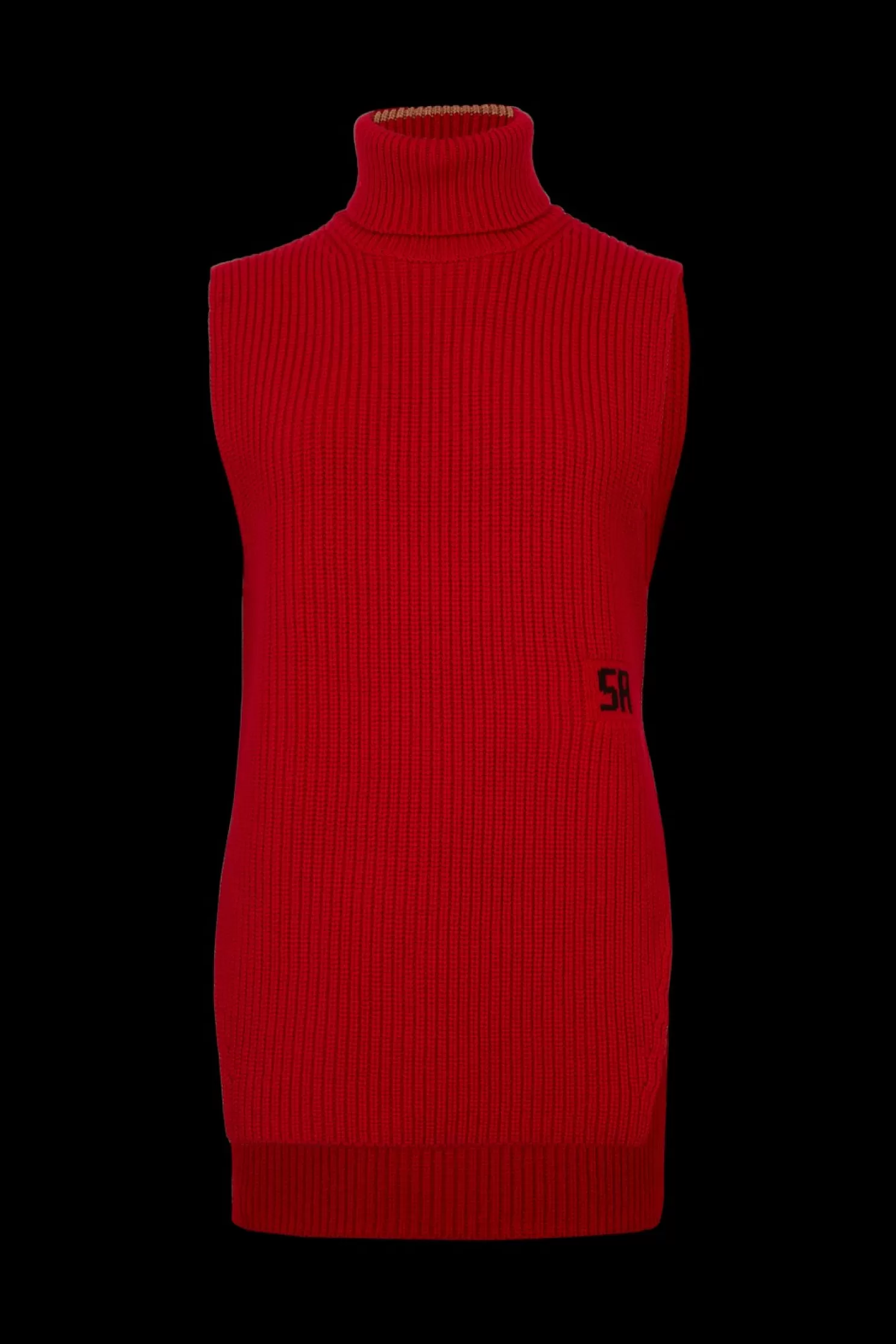 Online Sonia Rykiel Pull Col Roule Sans Manches, Fendu Sur Les Cotes Rouge / Rouge