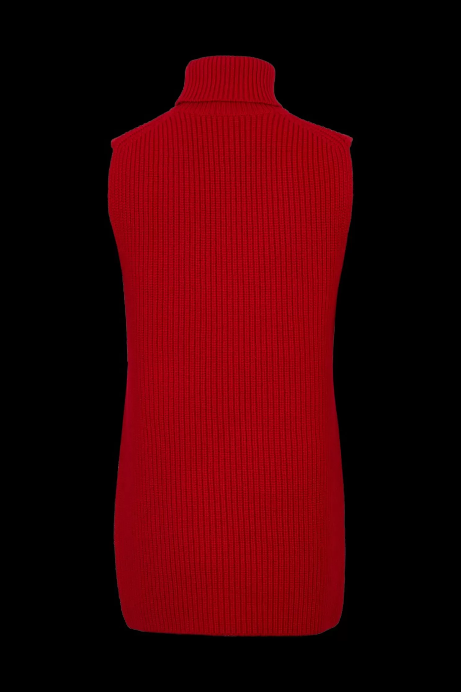 Online Sonia Rykiel Pull Col Roule Sans Manches, Fendu Sur Les Cotes Rouge / Rouge