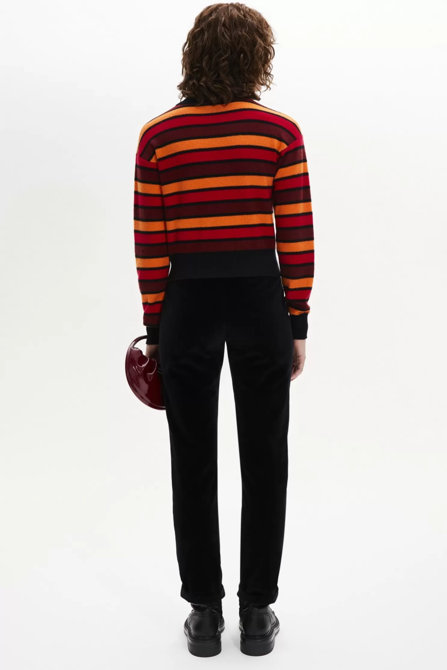 Shop Sonia Rykiel Pull Manches Longues A Rayures En Laine Et Cachemire Raye Rouge/Orange / Multi