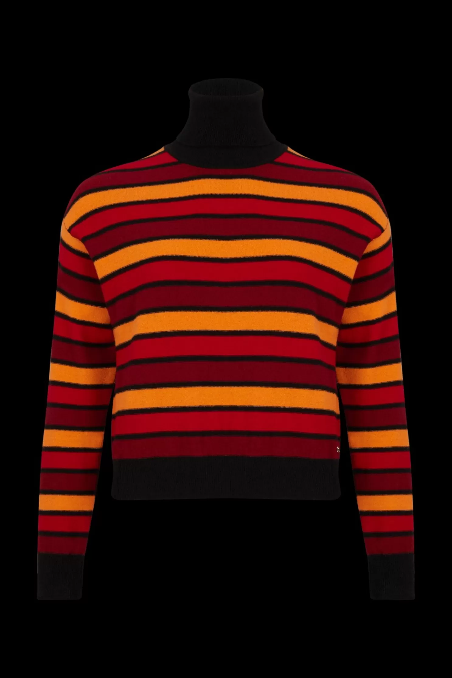 New Sonia Rykiel Pull Manches Longues A Rayures En Laine Et Cachemire Raye Rouge/Orange / Multi