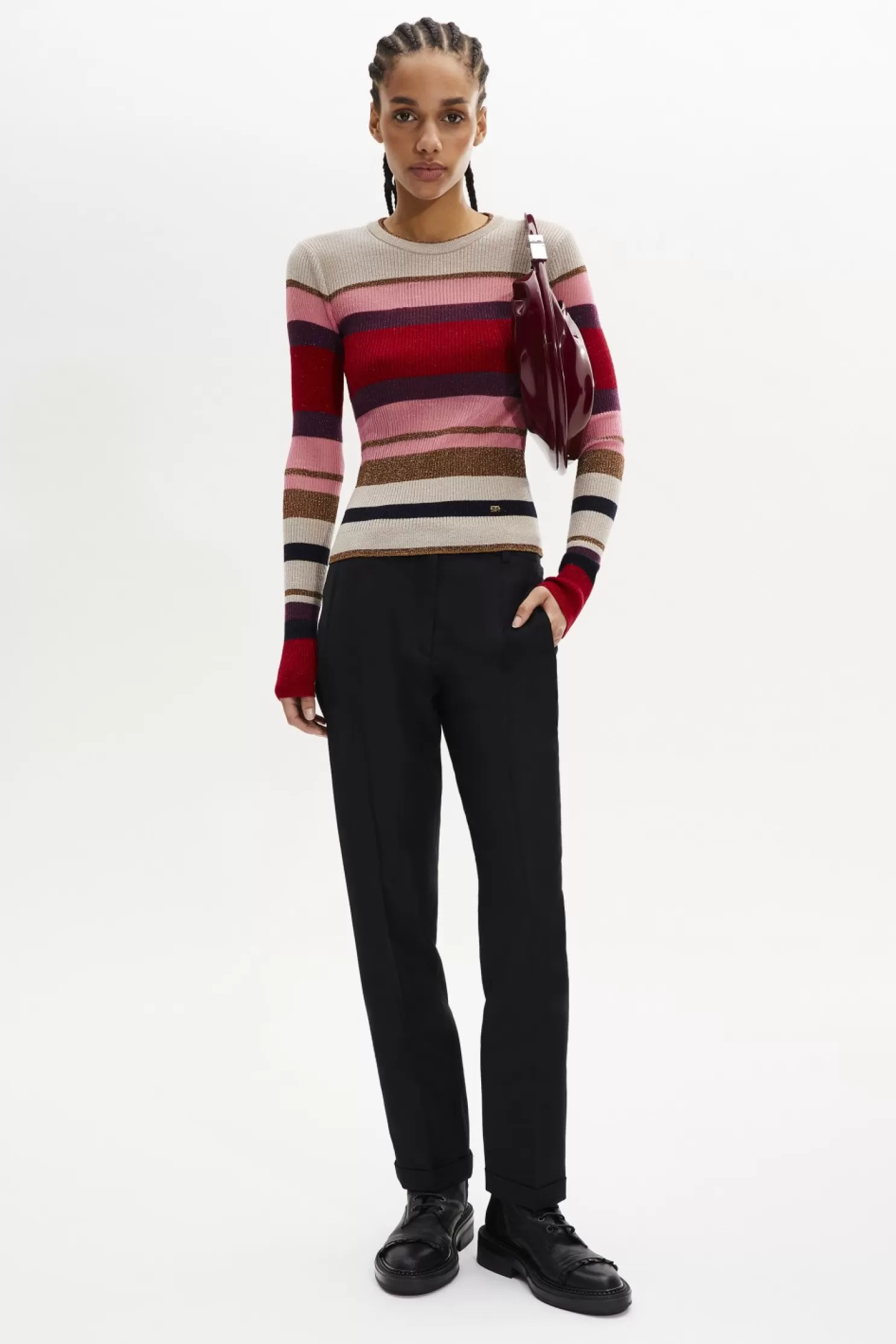 Online Sonia Rykiel Pull Manches Longues A Rayures En Laine Et Lurex Multico Raye / Multi