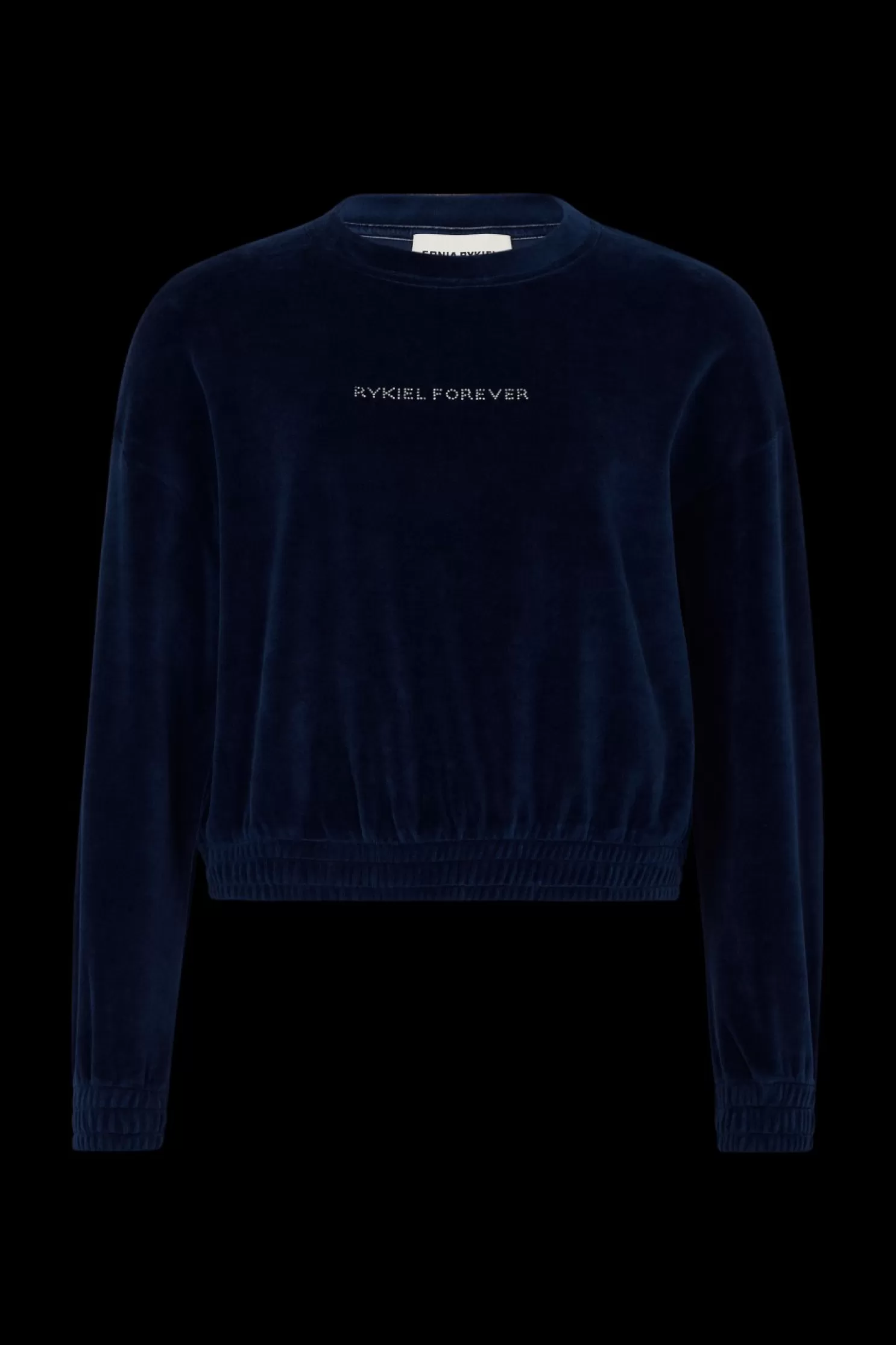 New Sonia Rykiel Pull Manches Longues En Velours Bleu Canard / Bleu