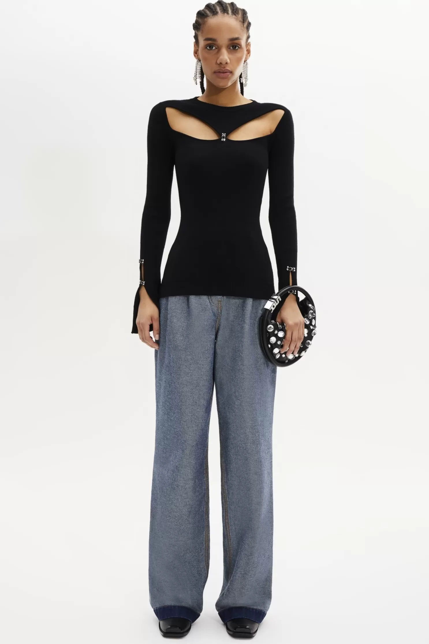 Outlet Sonia Rykiel Pull Manches Longues En Viscose Noir / Noir