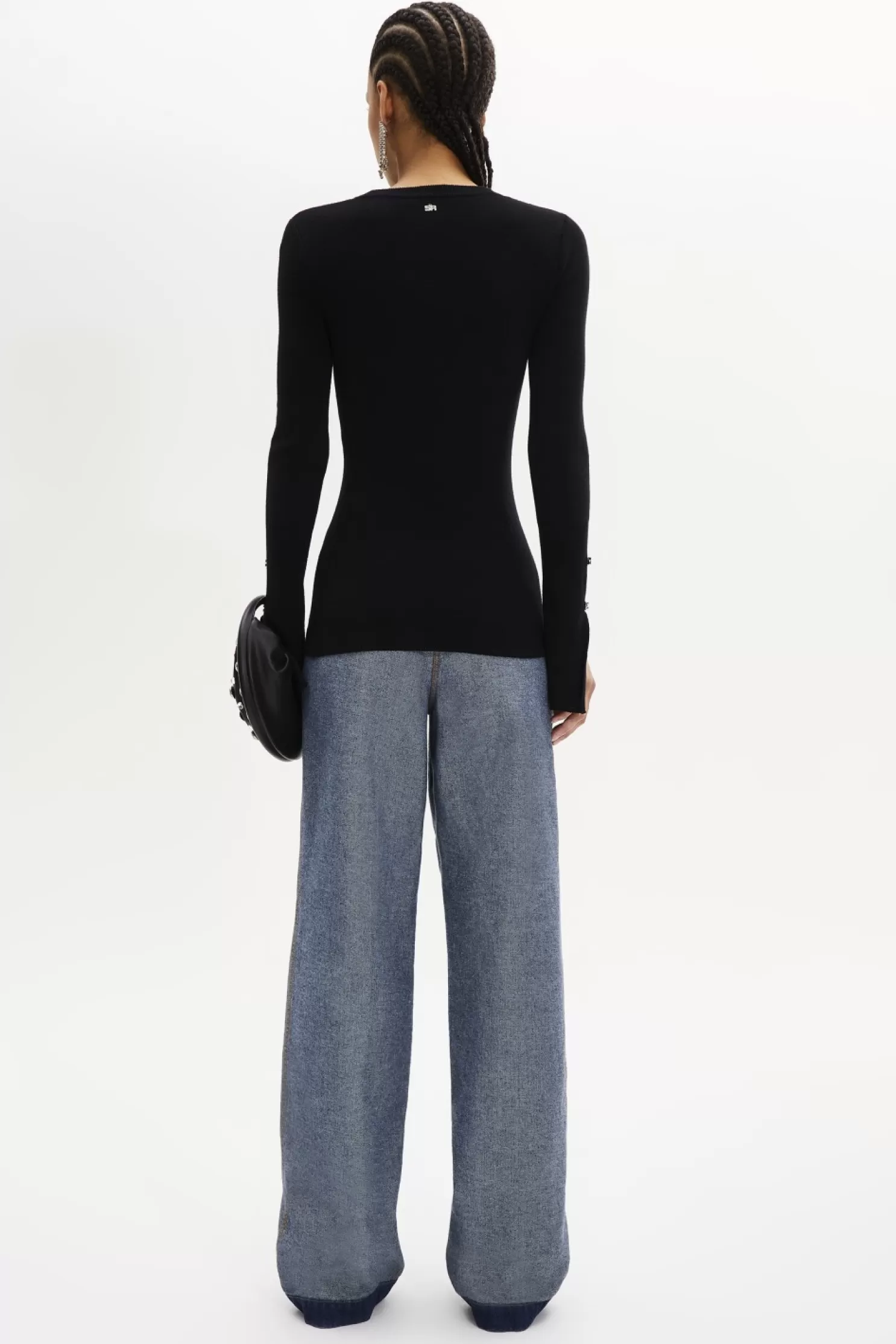 Outlet Sonia Rykiel Pull Manches Longues En Viscose Noir / Noir