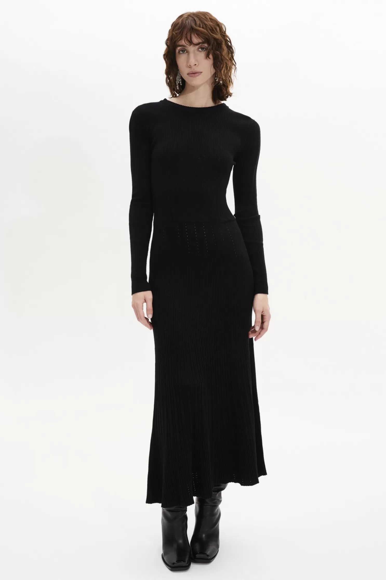 Outlet Sonia Rykiel Robe Col Rond A Manches Longues Noir / Noir