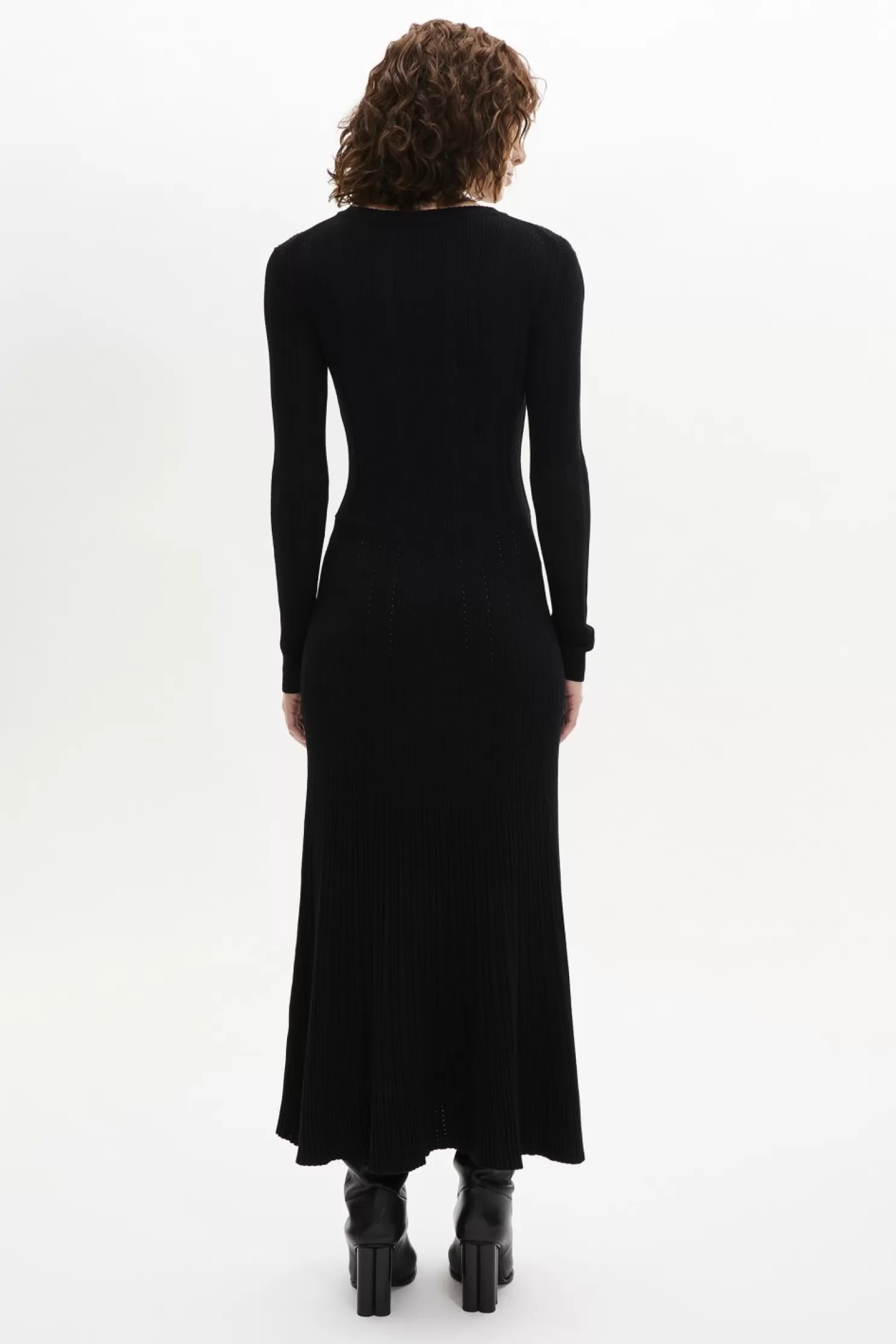 Outlet Sonia Rykiel Robe Col Rond A Manches Longues Noir / Noir