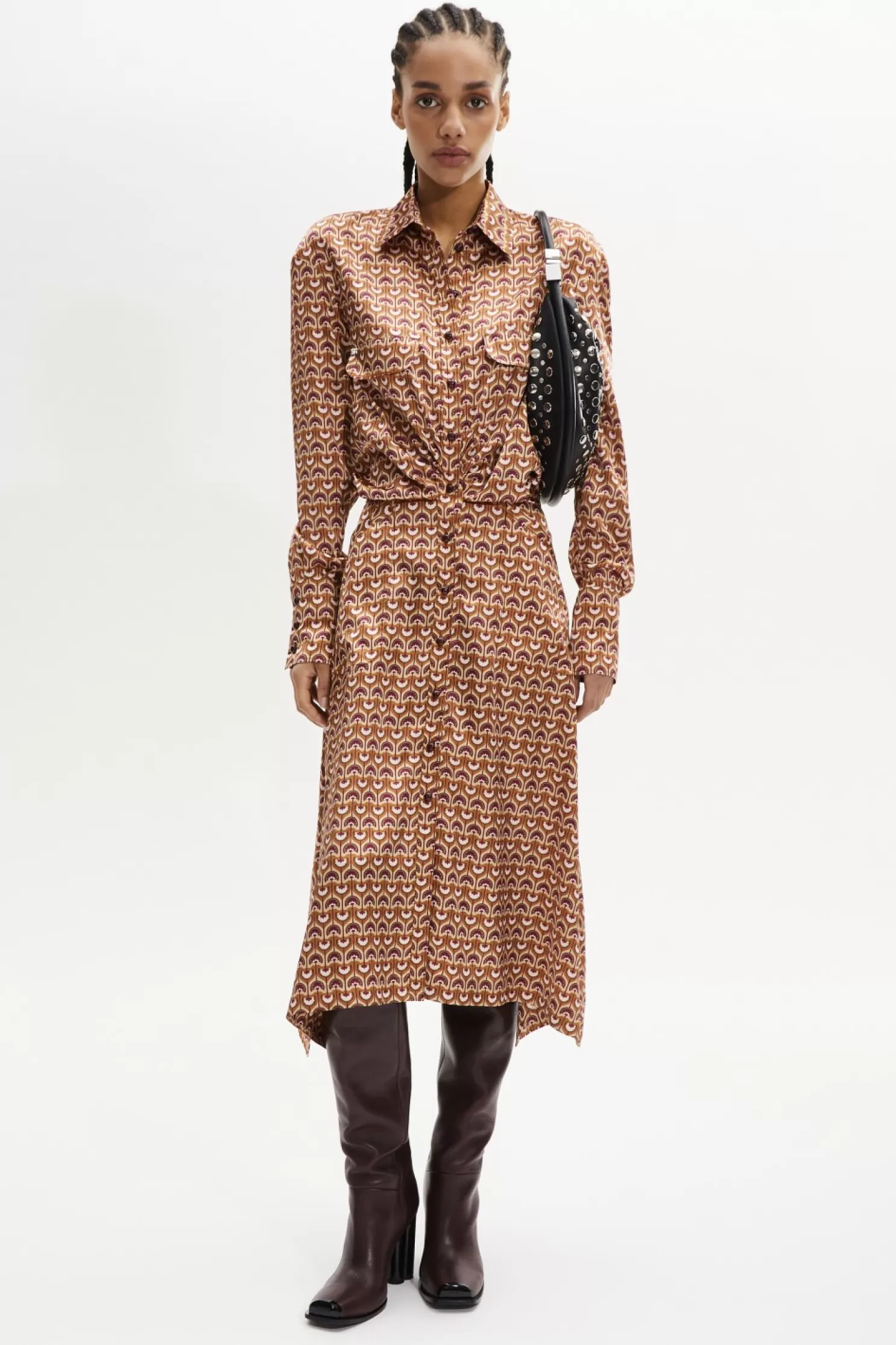Cheap Sonia Rykiel Robe Midi A Quilles Motif Vintage Papyrus Rose / Rose