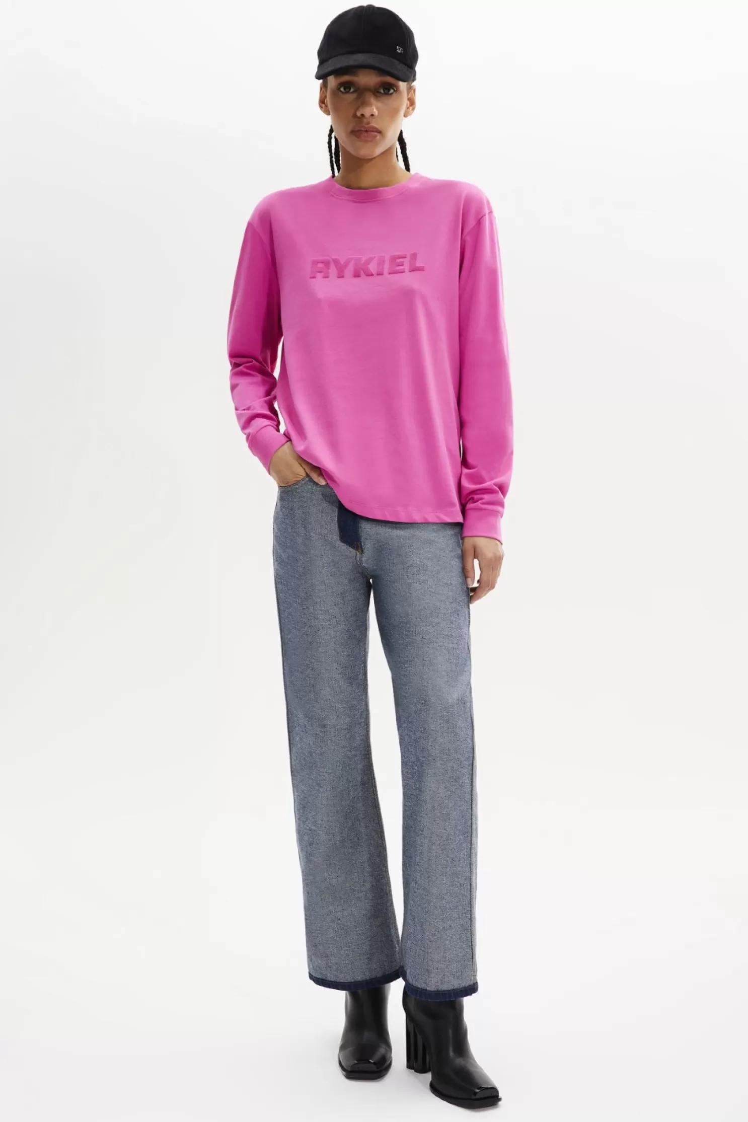 Best Sale Sonia Rykiel T-Shirt Col Rond Manches Longues Rose / Rose