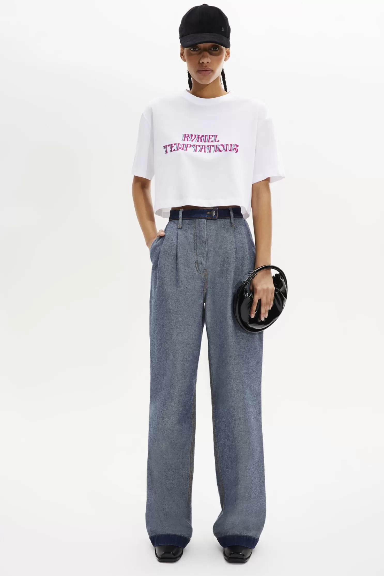 Hot Sonia Rykiel T-Shirt Crop Col Rond A Manches Courtes En Jersey De Coton Blanc / Blanc