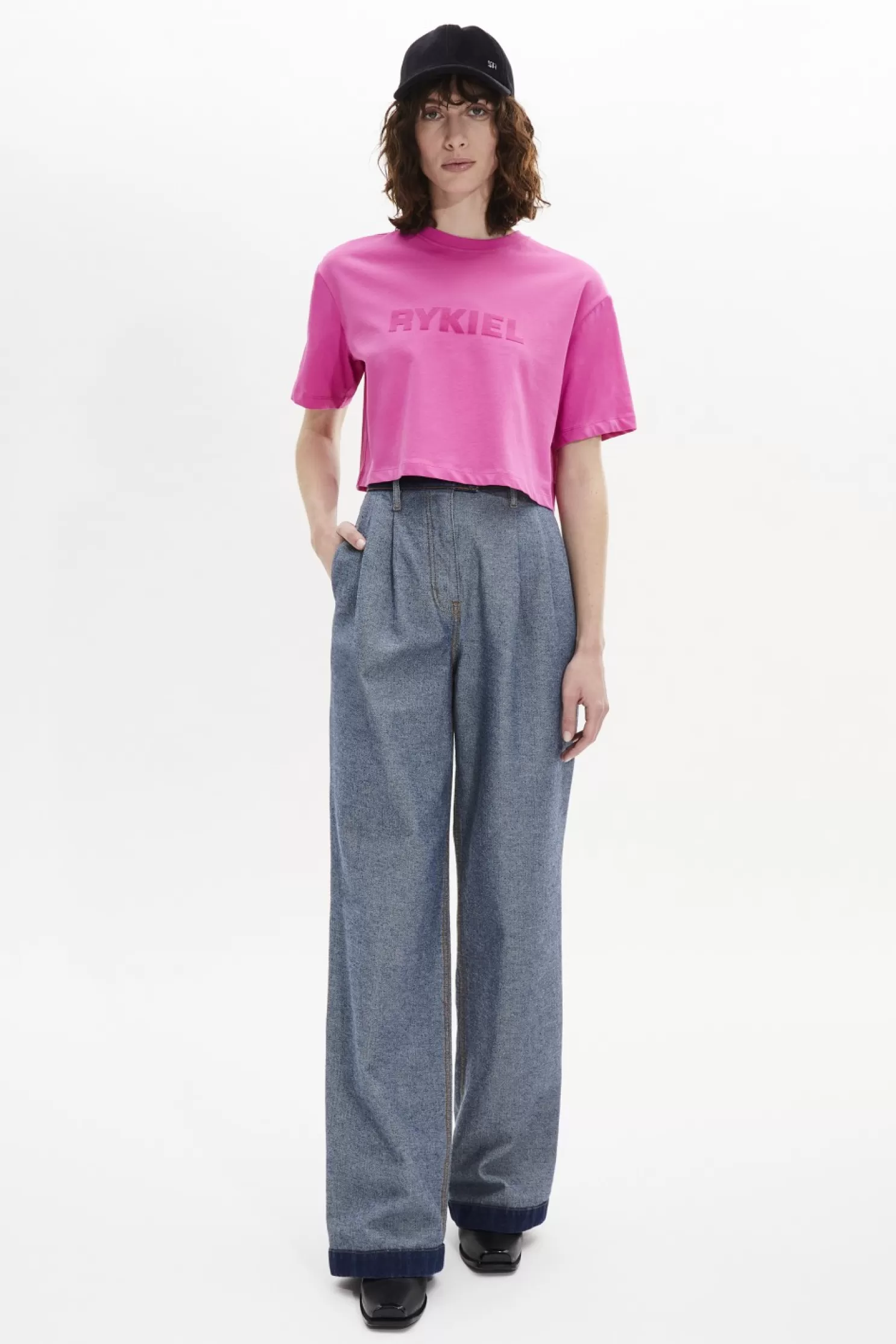 Online Sonia Rykiel T-Shirt Crop Col Rond Manches Courtes Rose / Rose