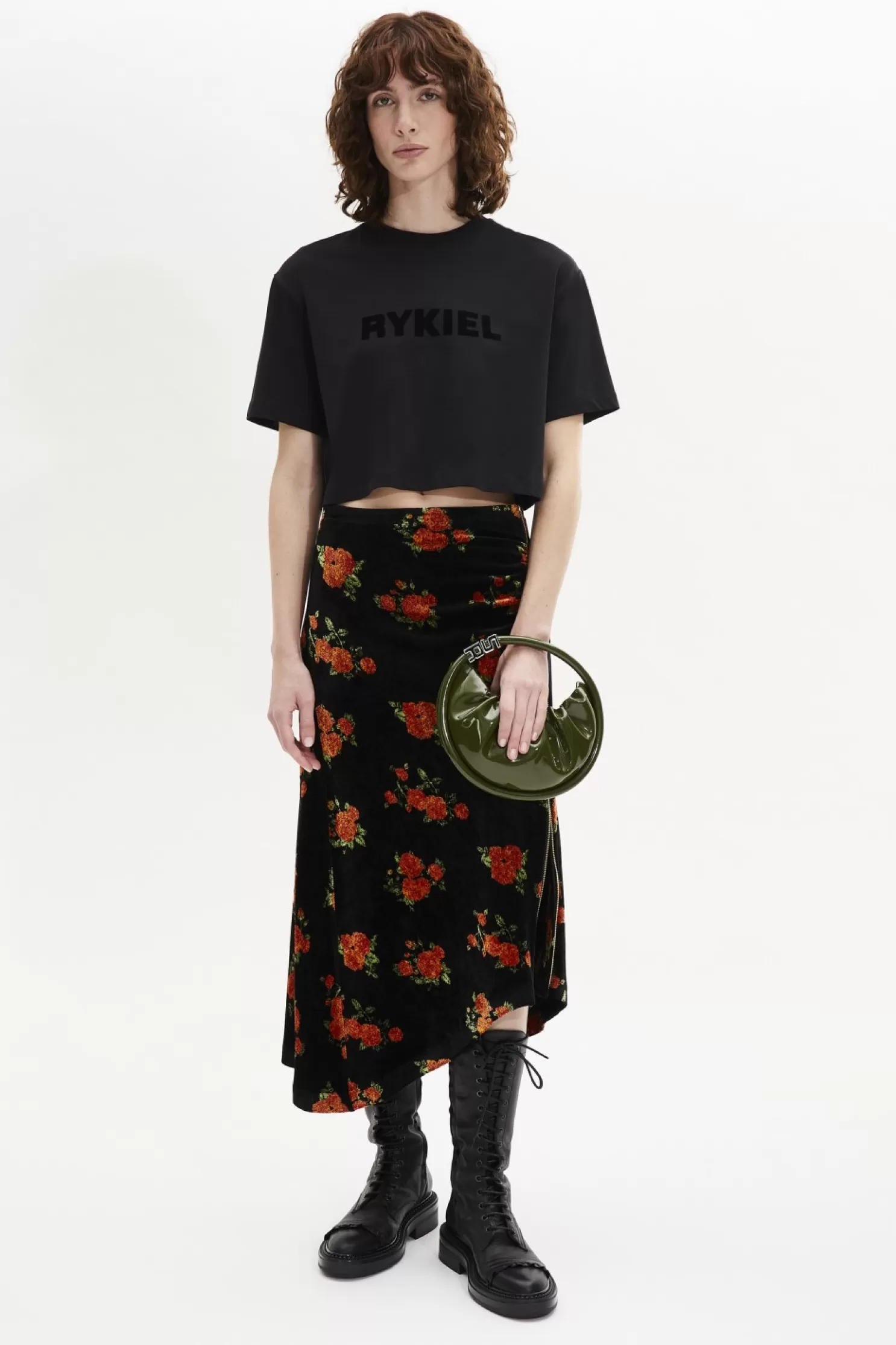 Store Sonia Rykiel T-Shirt Crop Col Rond Manches Courtes Noir / Noir